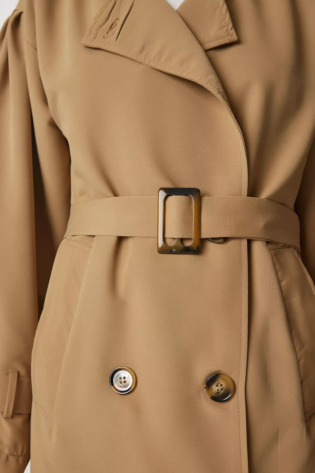 Happiness Istanbul Double Breasted Trench Coat with Belt