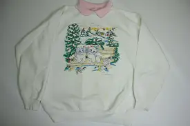 Happy Cats Vintage 90's Winter Scene Grandmas Favorite Crewneck Sweatshirt