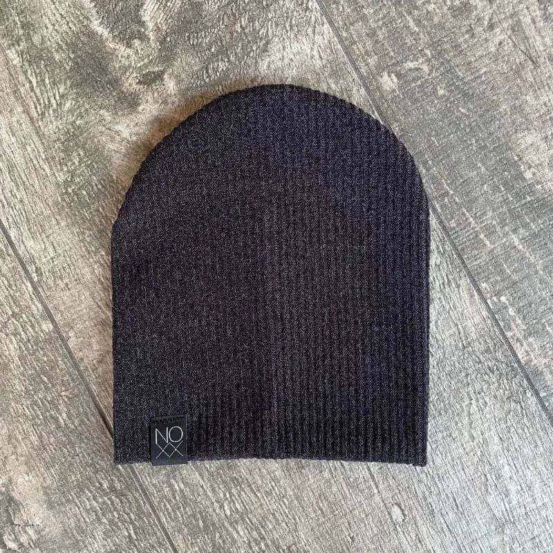 Heather Black | Thick Ribbed Knit Beanie