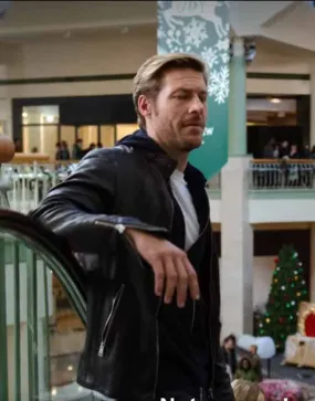 Holidate Jackson Black Leather Jacket | Luke Bracey Black Jacket