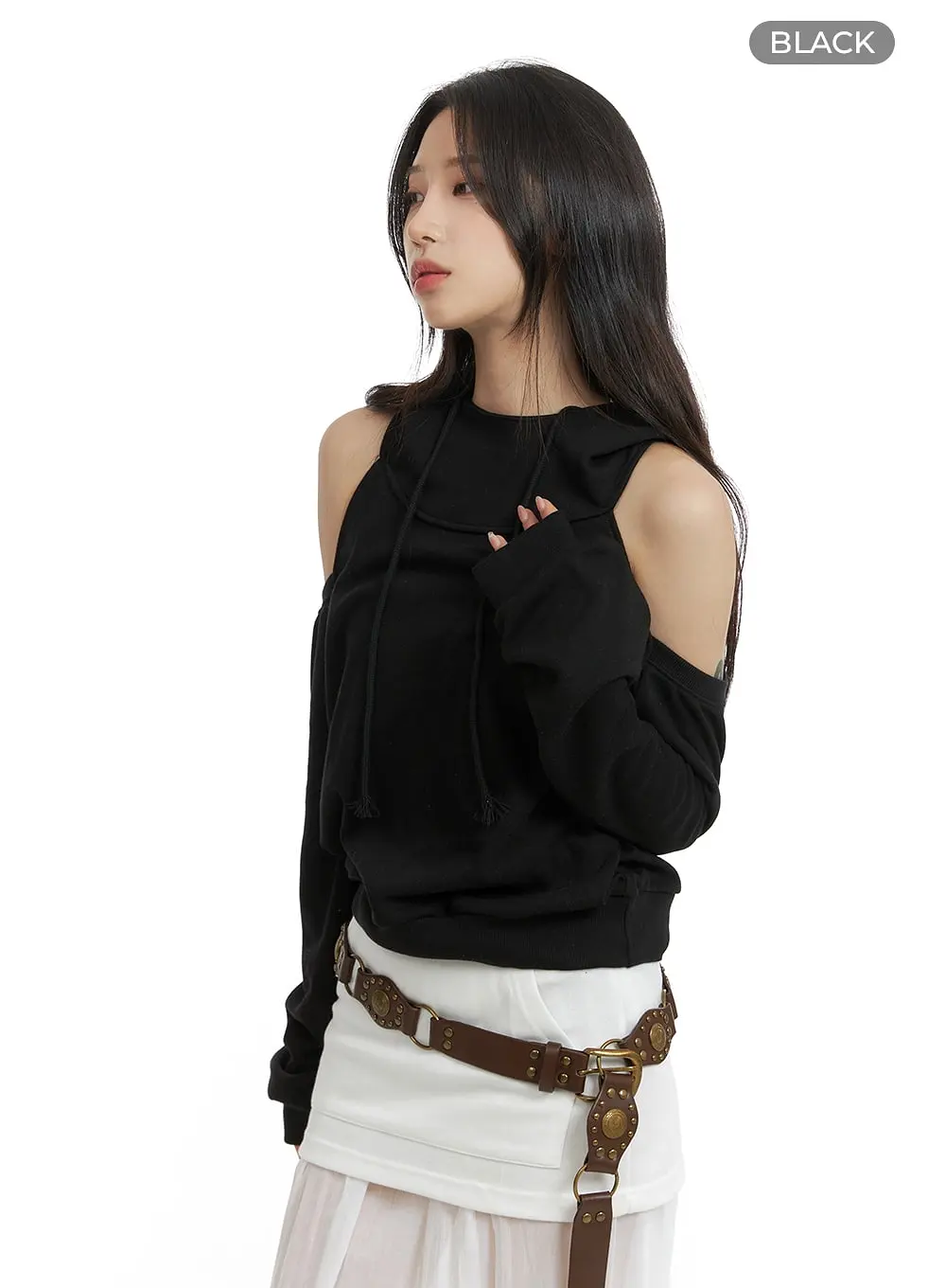 Hooded Cut-Out Long Sleeve Top CM426