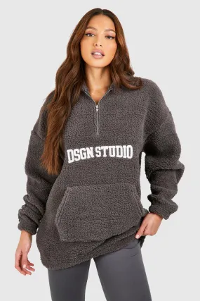 Hoodies & Sweatshirts | Tall Dsgn Studio Premium Borg Embroidered Oversized Hoodie | boohoo