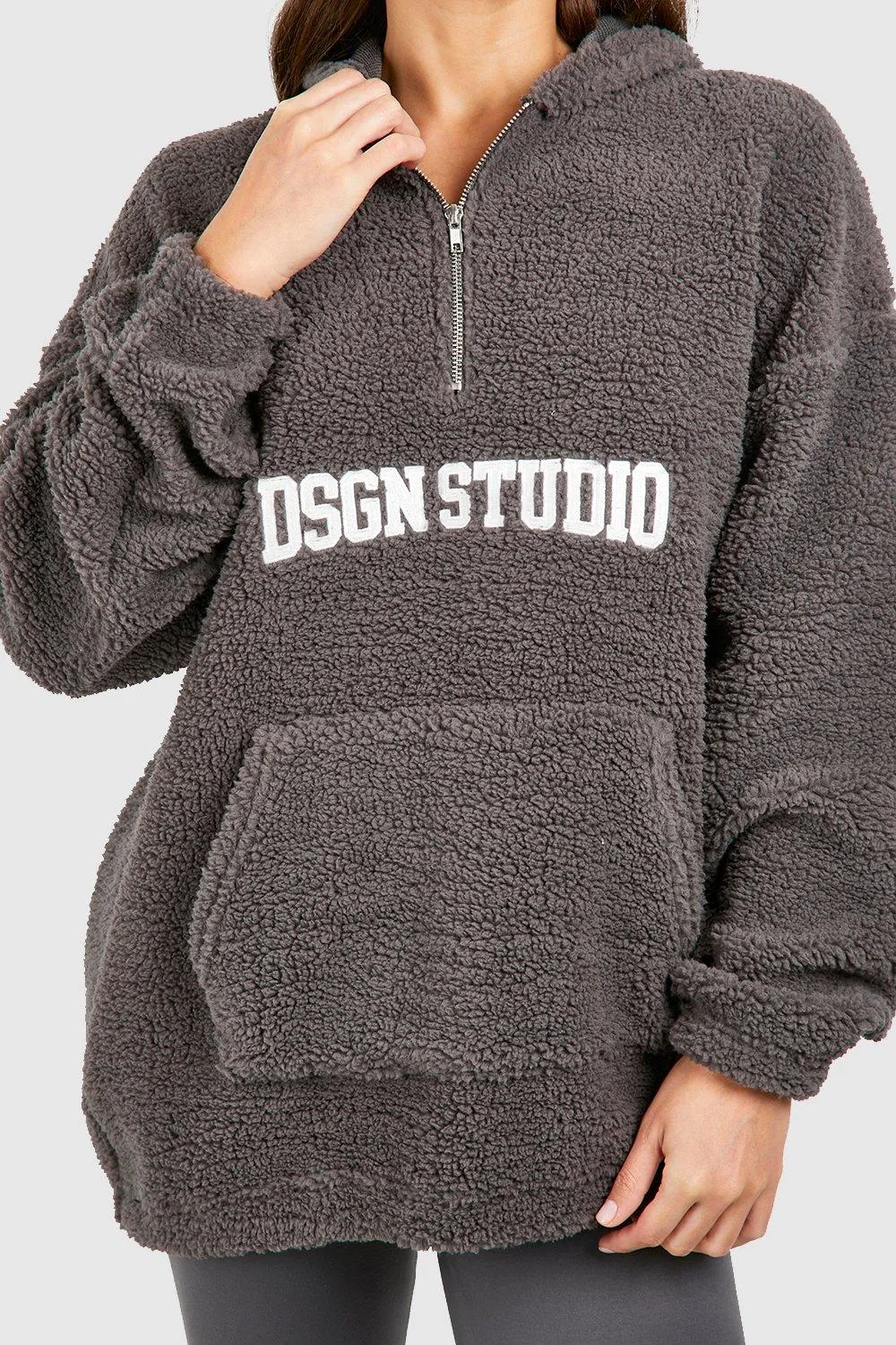 Hoodies & Sweatshirts | Tall Dsgn Studio Premium Borg Embroidered Oversized Hoodie | boohoo