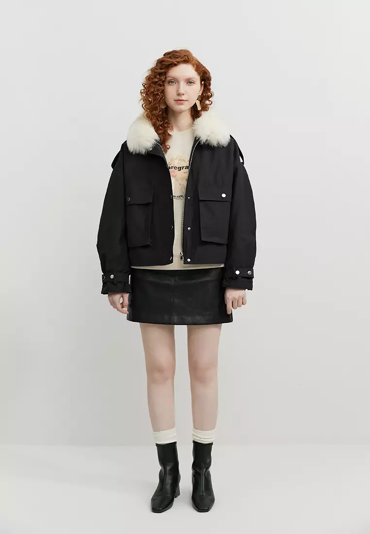 Hopeshow Fur Collar Parka Jacket