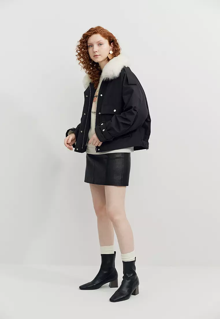 Hopeshow Fur Collar Parka Jacket