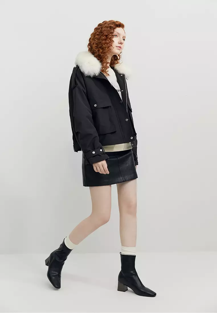 Hopeshow Fur Collar Parka Jacket