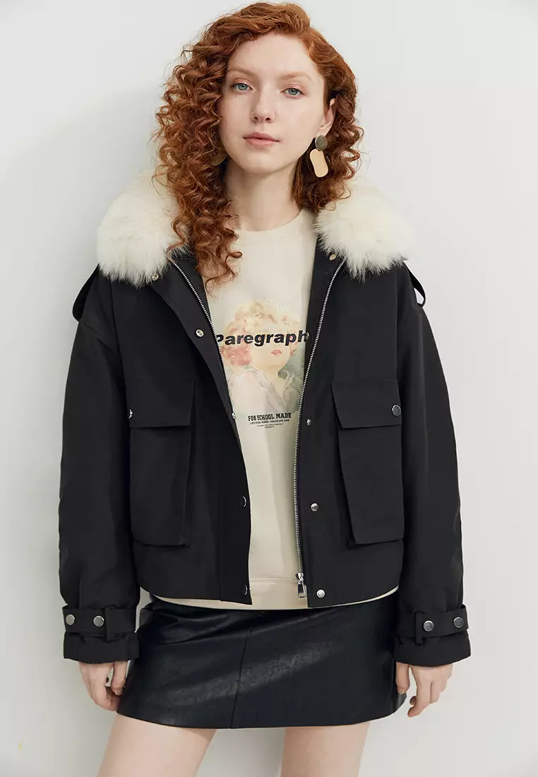 Hopeshow Fur Collar Parka Jacket