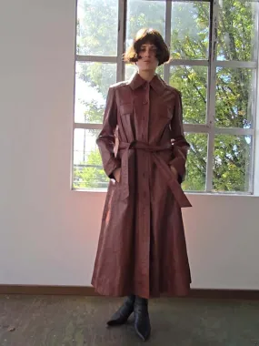 Incred Leather Maxi Wrap Coat - Pecan