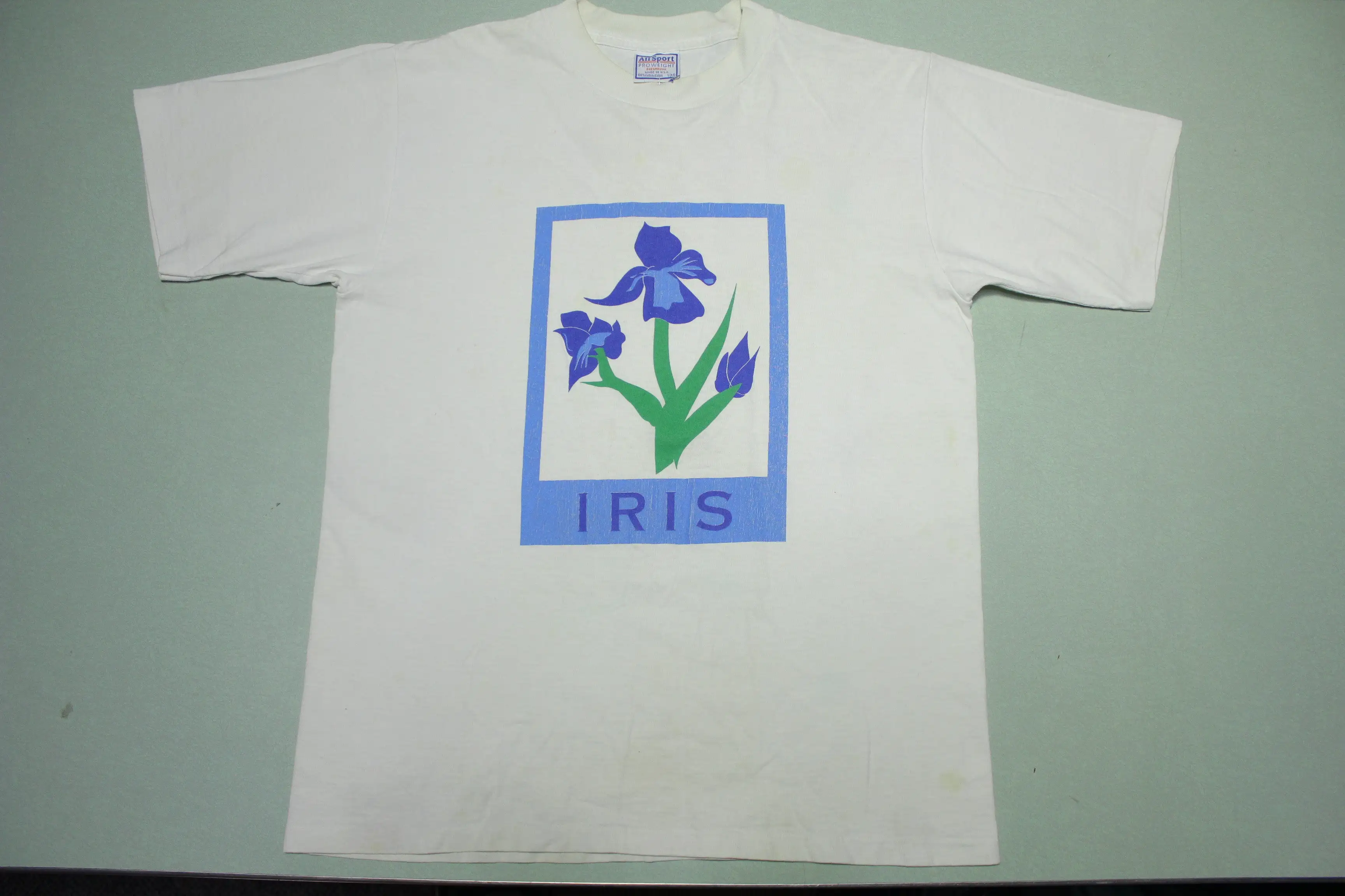 Iris Flower Vintage 90's All Sport Made in USA Grandma T-Shirt