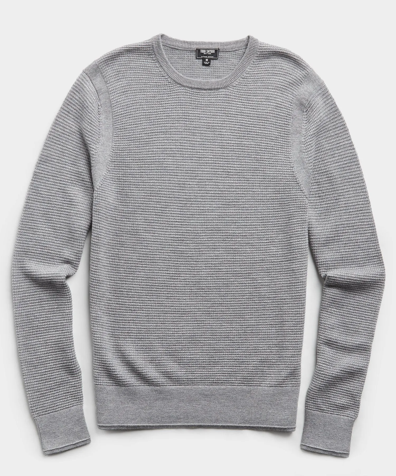 Italian Merino Waffle Crew in Grey Heather