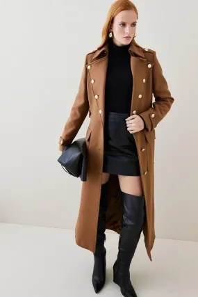 Italian Wool Cashmere Military Maxi Coat | Karen Millen