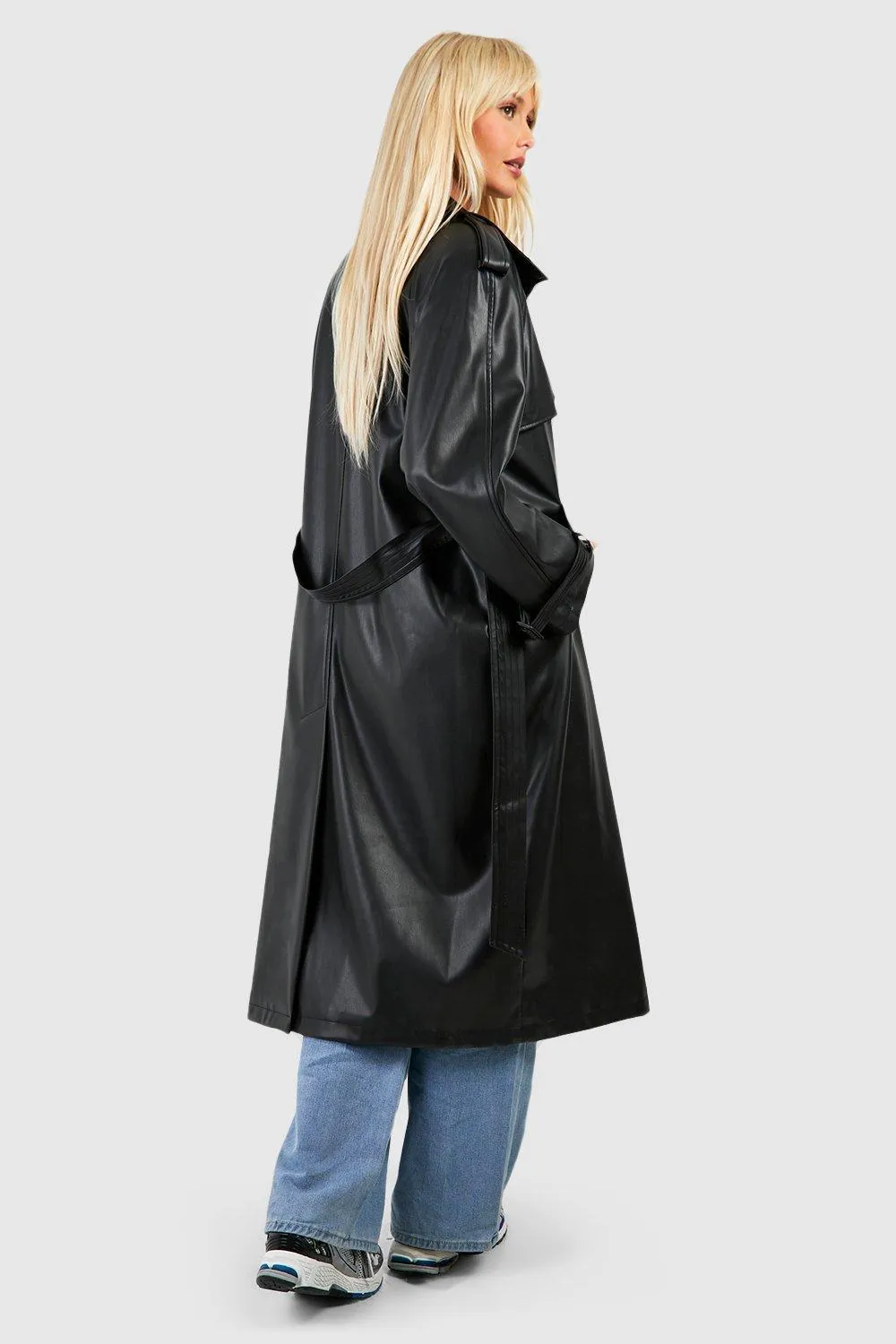 Jackets & Coats | Faux Leather Maxi Trench Coat | boohoo