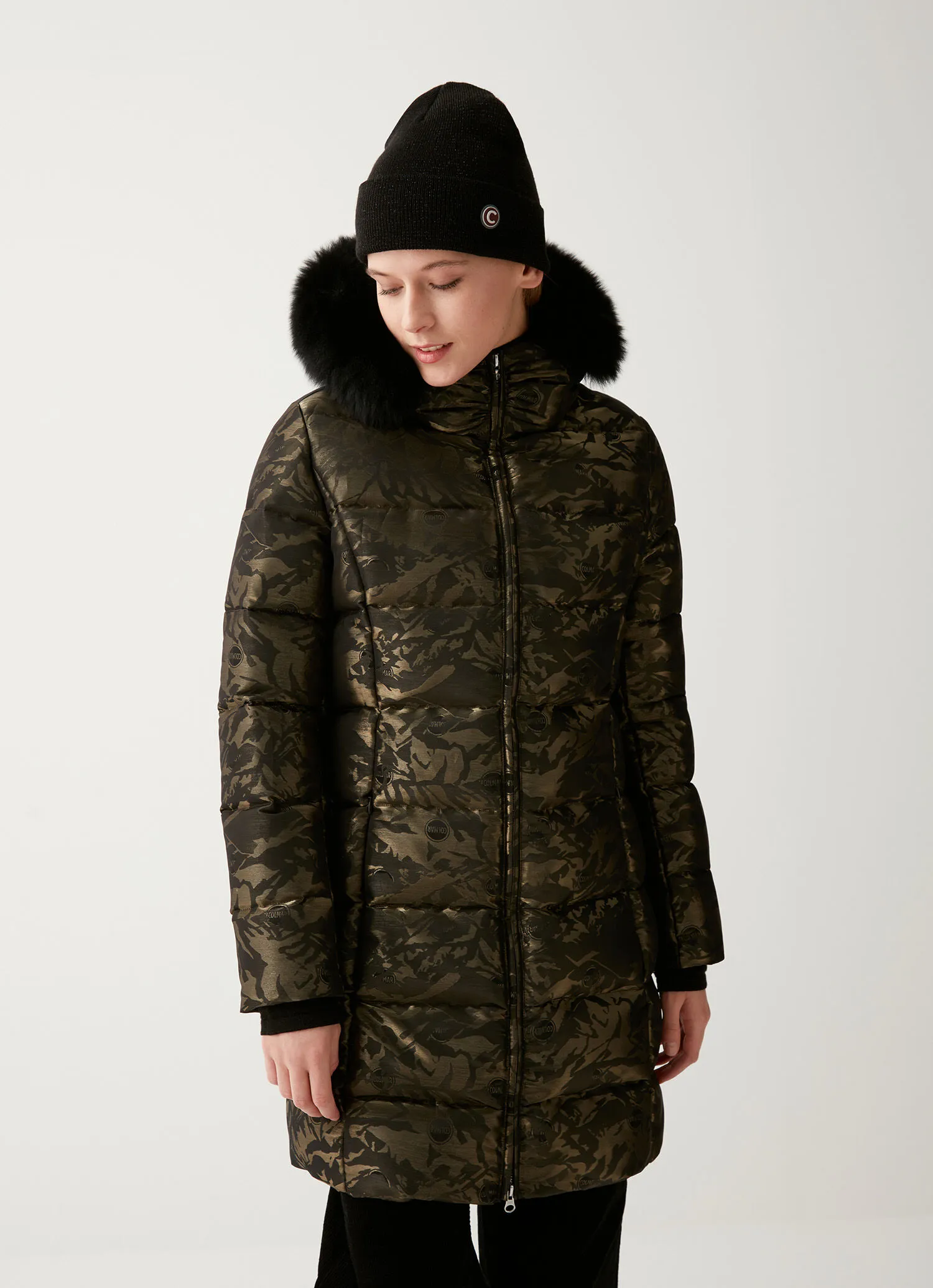 Jacquard coat with hood-