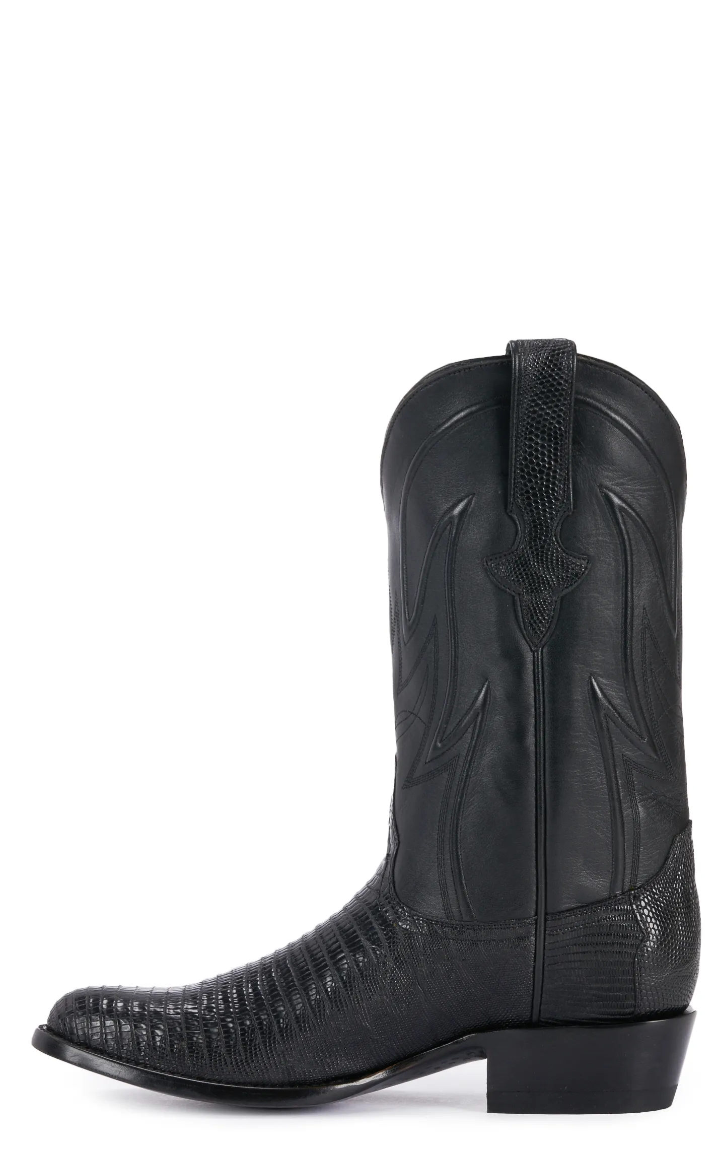 JRC & Sons Men's James Teju Lizard Round Toe Exotic Cowboy Boot in Black