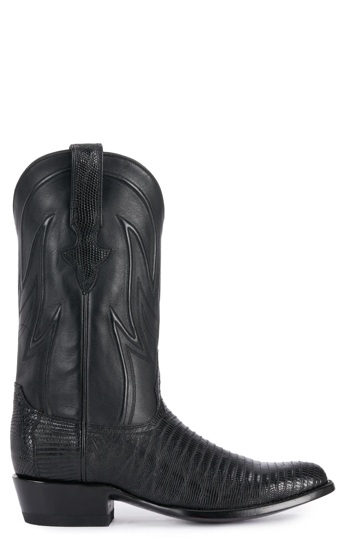 JRC & Sons Men's James Teju Lizard Round Toe Exotic Cowboy Boot in Black