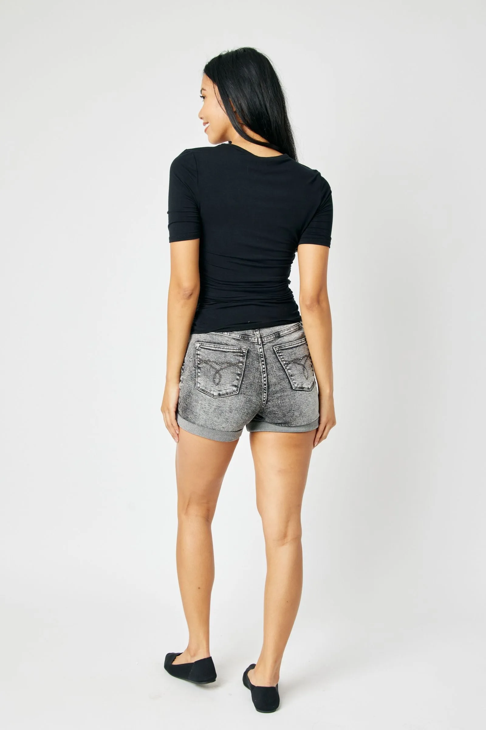 Judy Blue High Waist Button Fly Cuffed Shorts