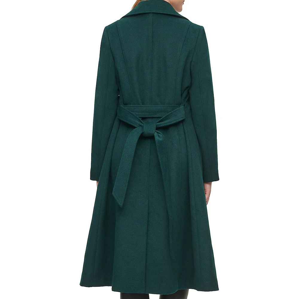 Karl Lagerfeld Paris Wool-Blend Belted Wrap Maxi Coat