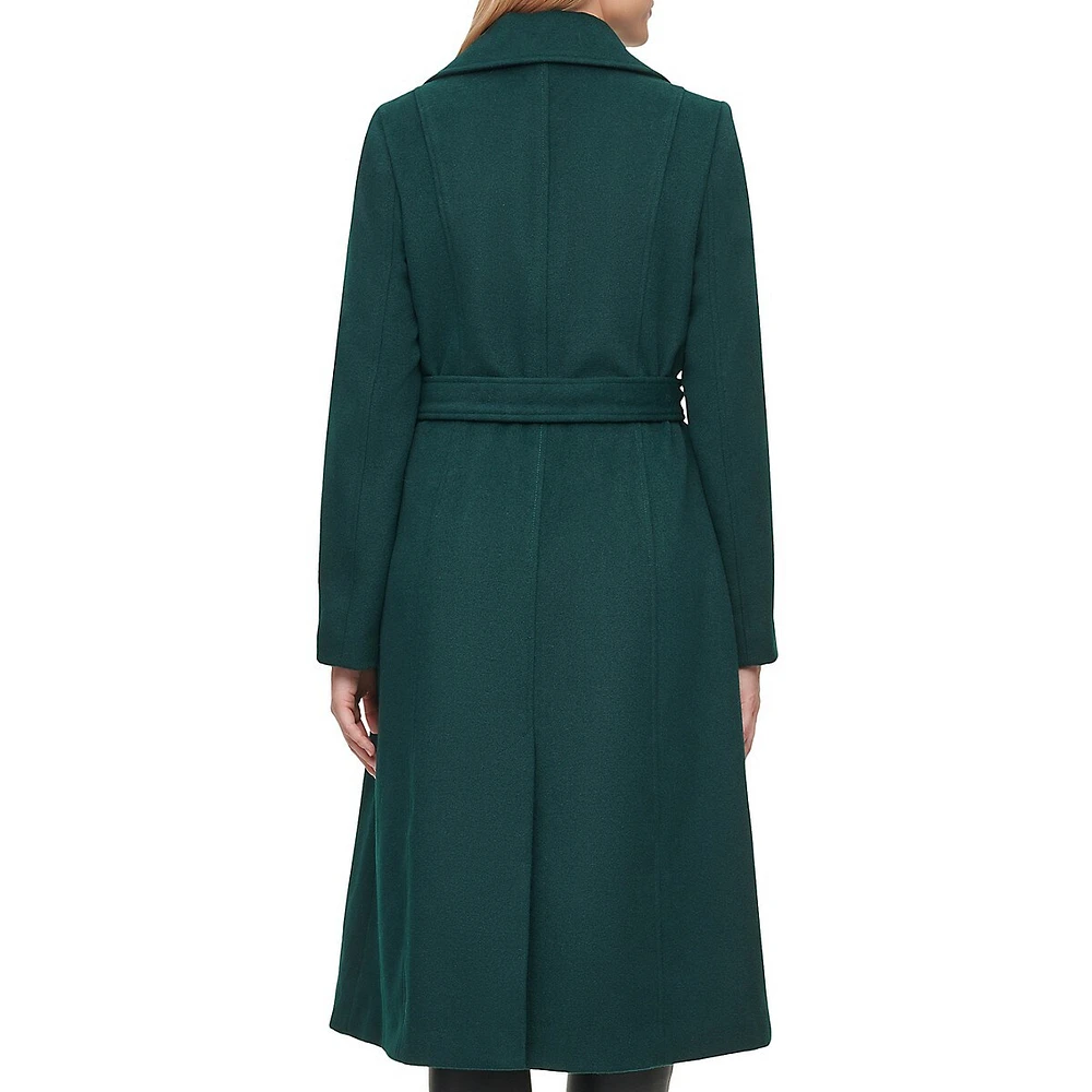 Karl Lagerfeld Paris Wool-Blend Belted Wrap Maxi Coat