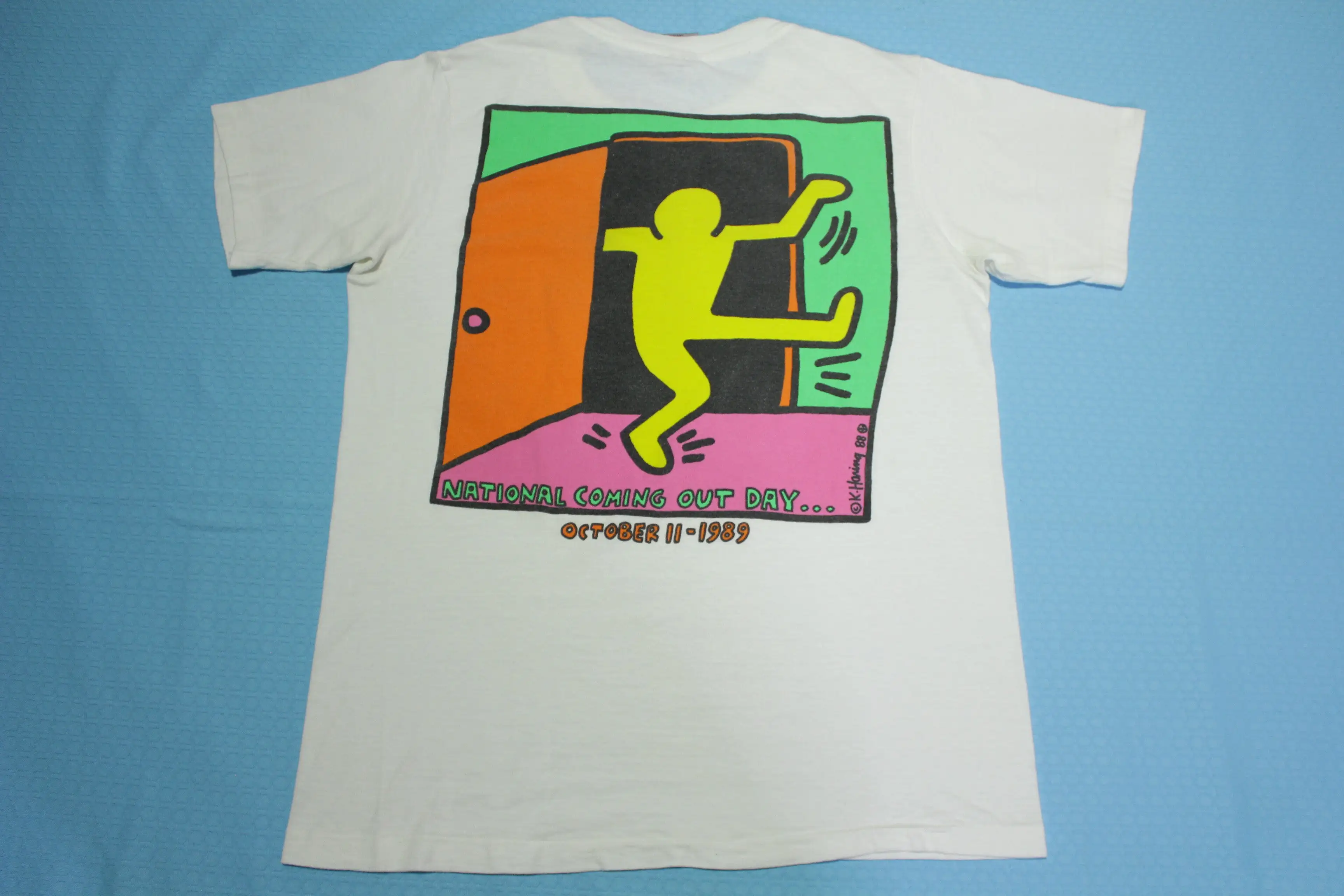 Keith Haring 1989 Vintage 80s National Coming Out Day Gay LGBQT Single Stitch T-Shirt