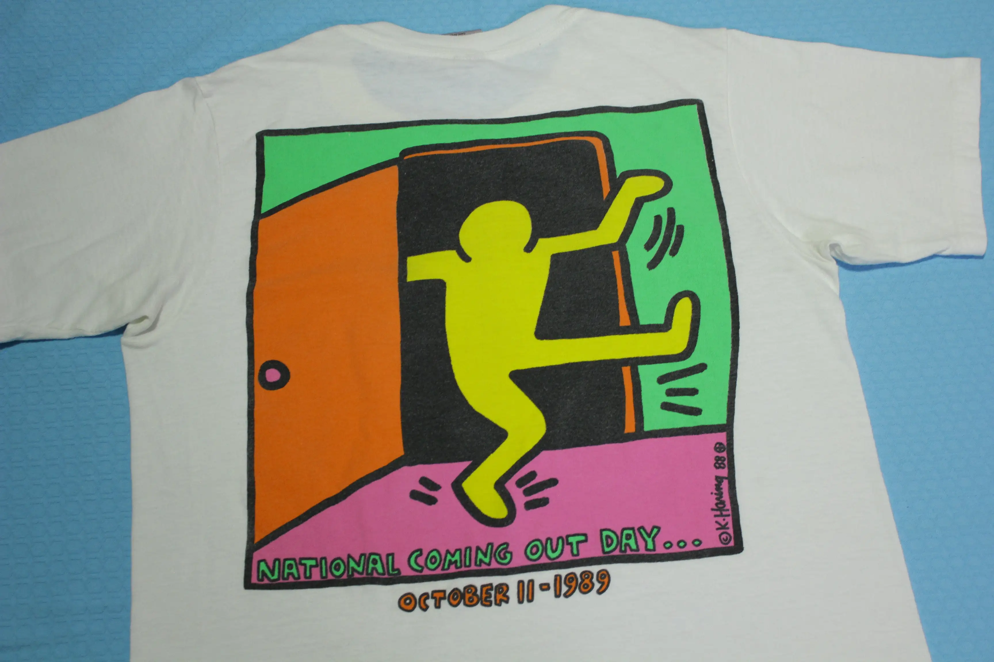 Keith Haring 1989 Vintage 80s National Coming Out Day Gay LGBQT Single Stitch T-Shirt