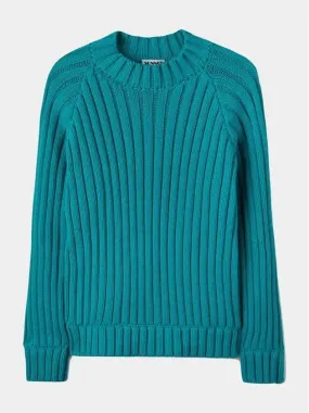 Knit Unisex Raglan Sweater Turquoise Green SS22CKNIRS