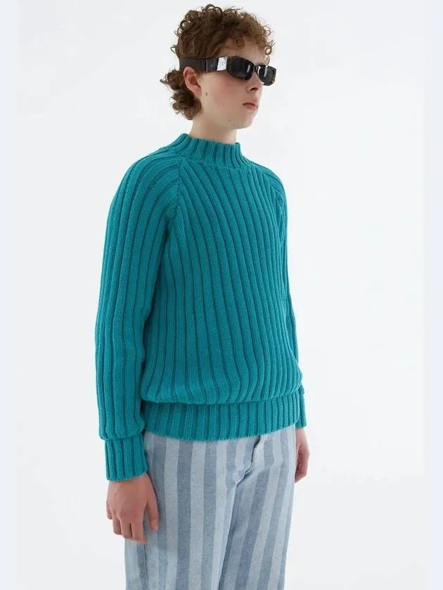 Knit Unisex Raglan Sweater Turquoise Green SS22CKNIRS