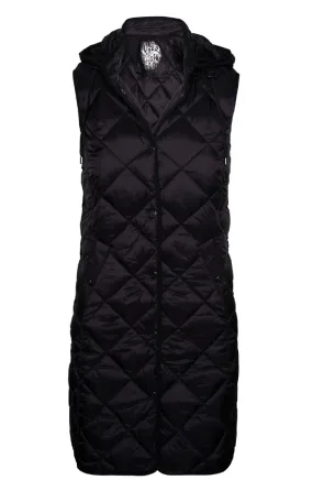 Ladies Long Hooded Quilted Gilet