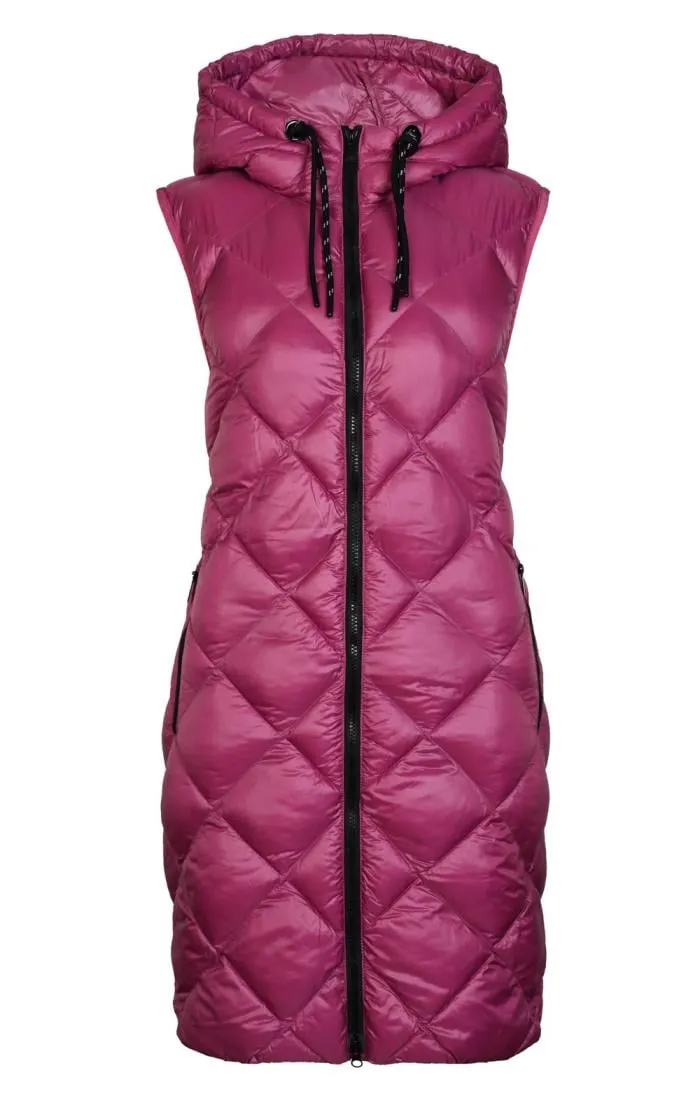 Ladies Long Hooded Quilted Waistcoat