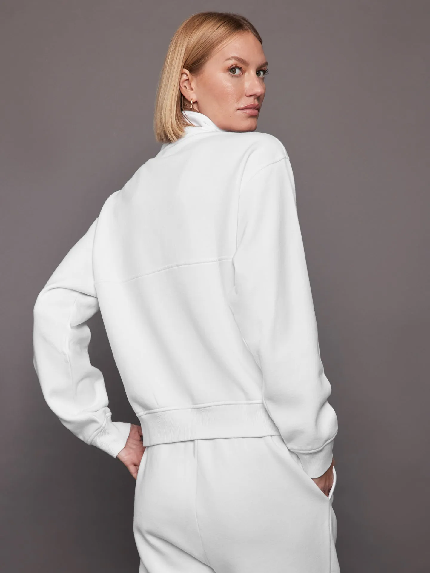 Les Sports Bandier 1/2 Zip Sweatshirt - White/Cordovan