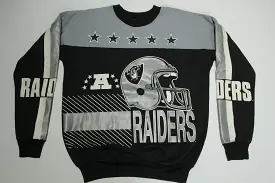 Los Angeles Raiders Vintage 90's AOP Garan Official Licensed LA NFL Crewneck Sweatshirt