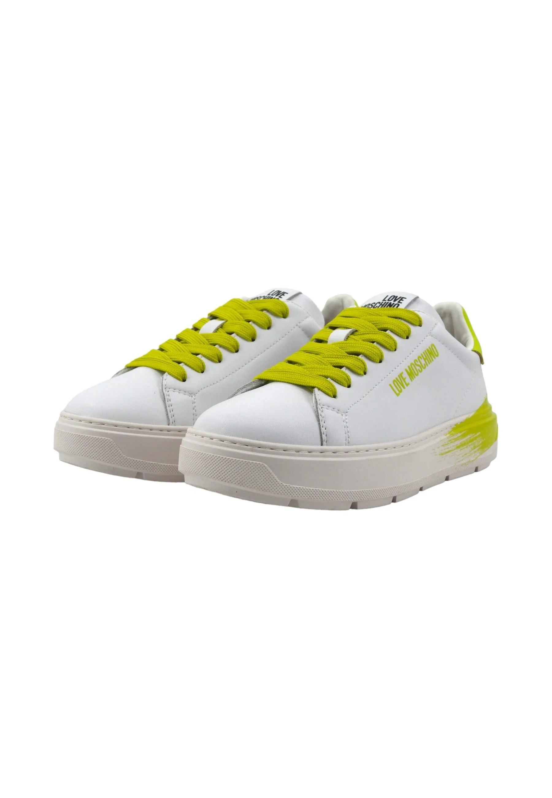 LOVE MOSCHINO Sneaker Donna Bianco Lime JA15254G1IIDB10D