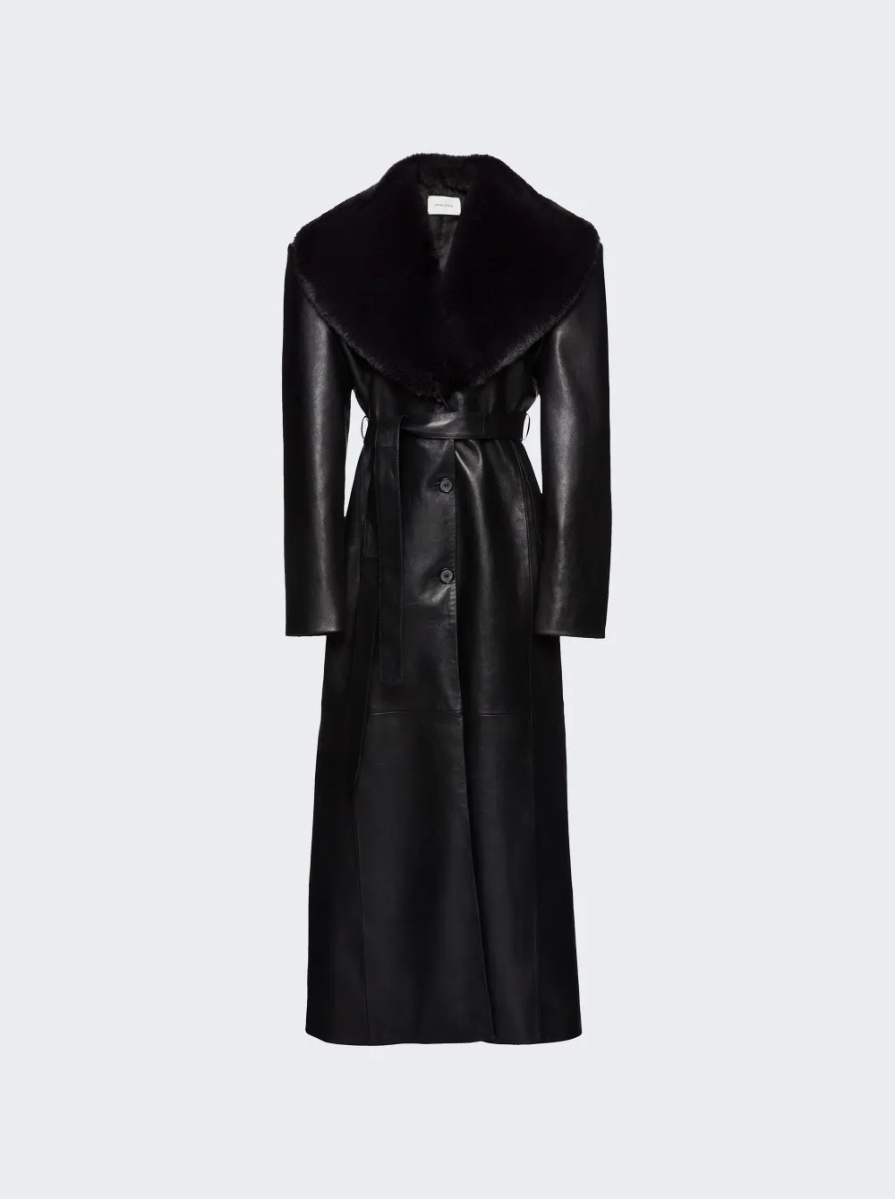 Magda Butrym   Long Belted Coat Black 