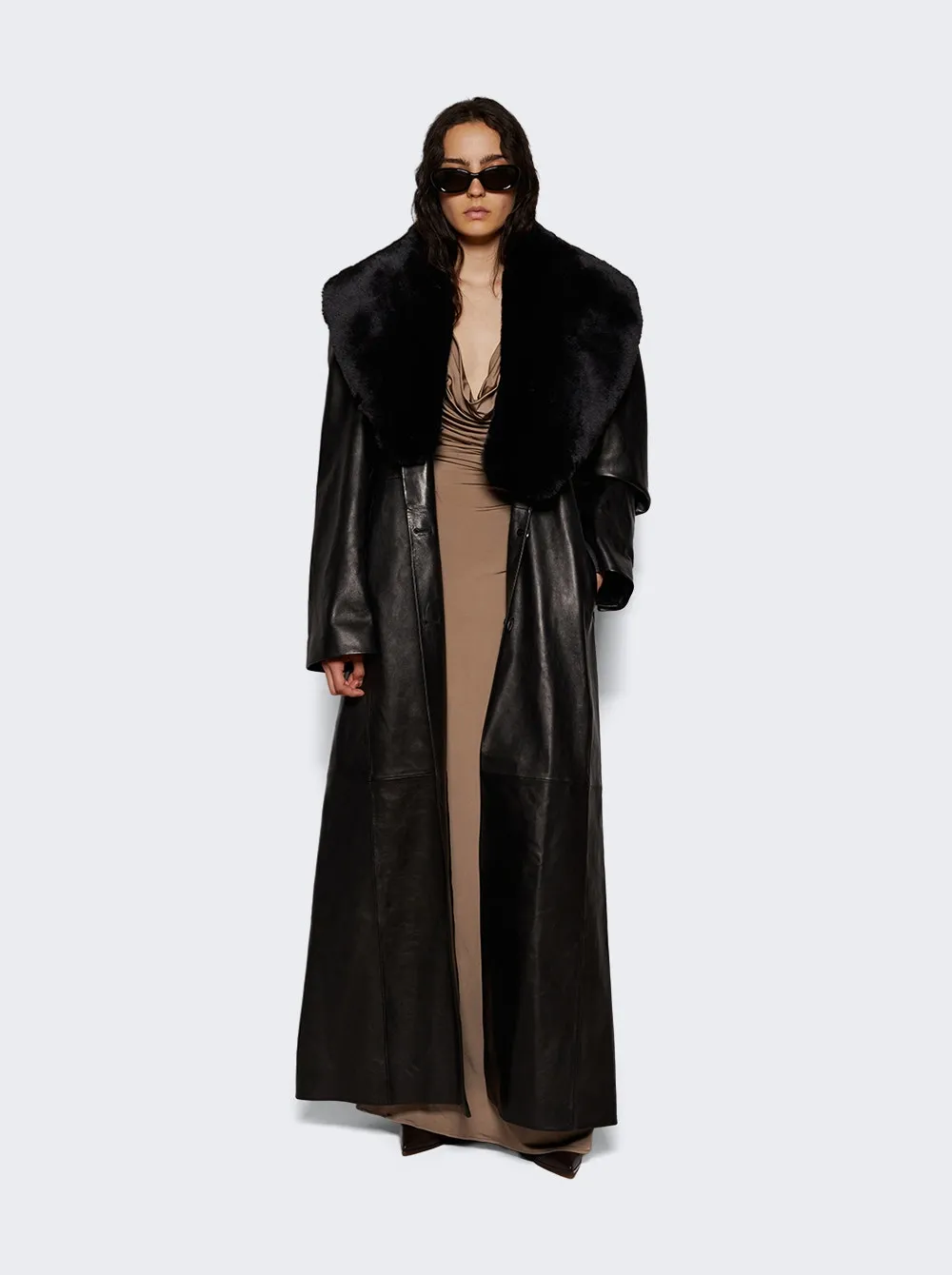 Magda Butrym   Long Belted Coat Black 