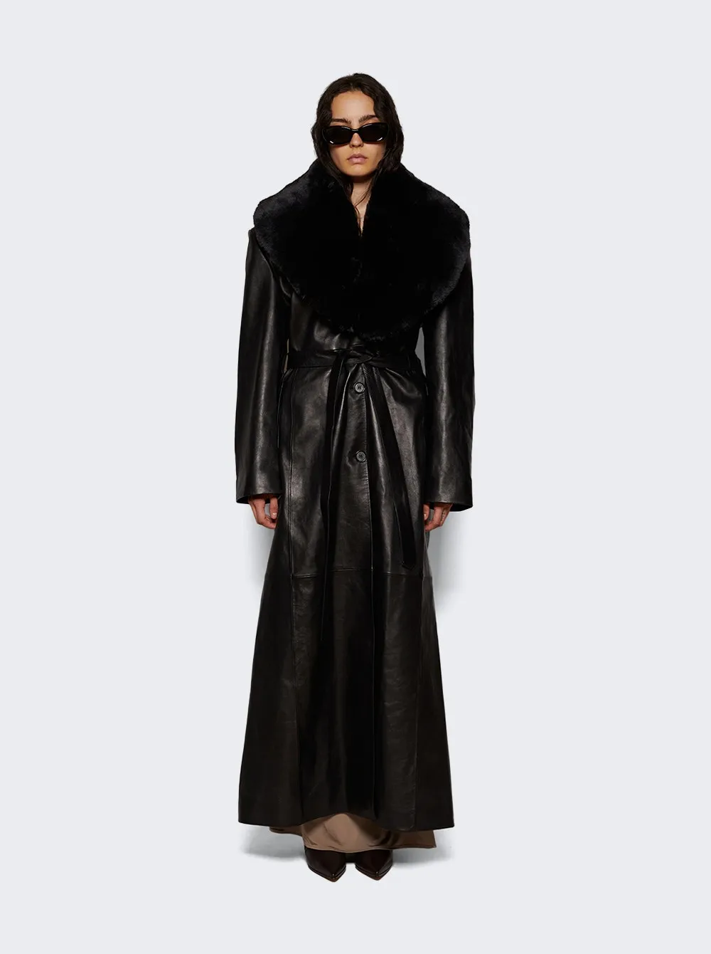 Magda Butrym   Long Belted Coat Black 