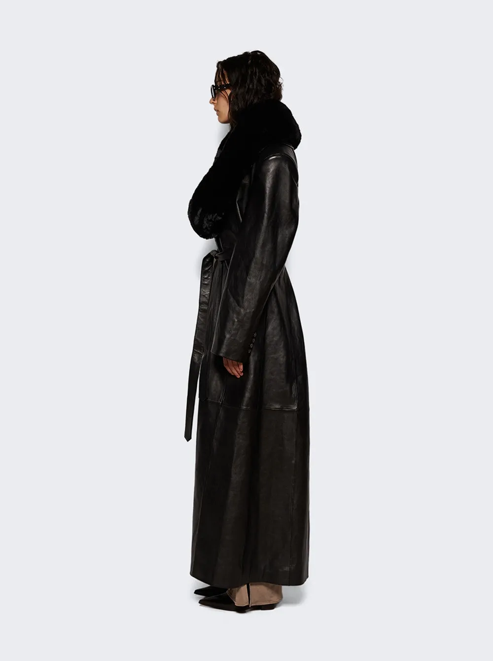 Magda Butrym   Long Belted Coat Black 