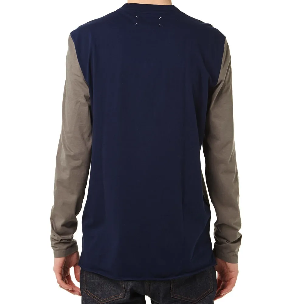 Maison Martin Margiela 10 Long Sleeve Bi-Colour TeeGrey & Royal