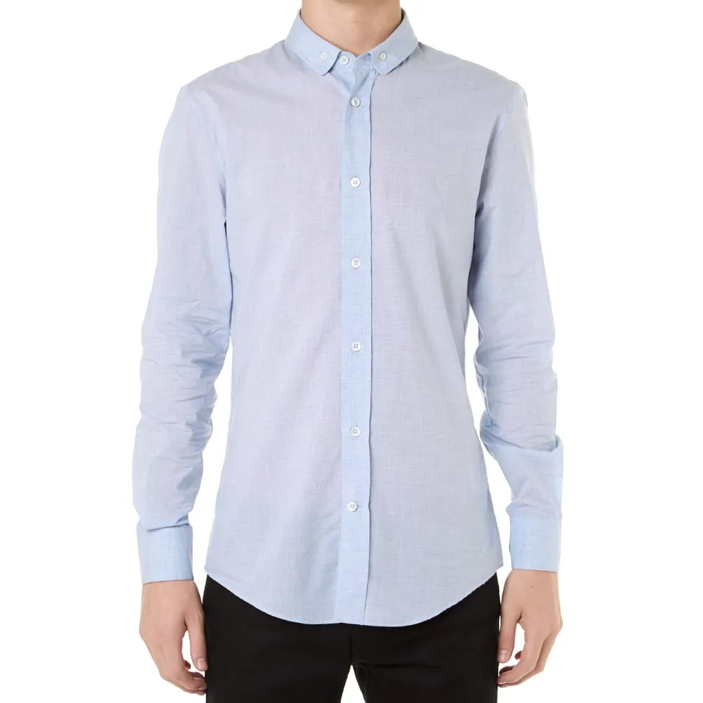 Maison Martin Margiela 14 Button Collar Micro Stripe ShirtLight Blue