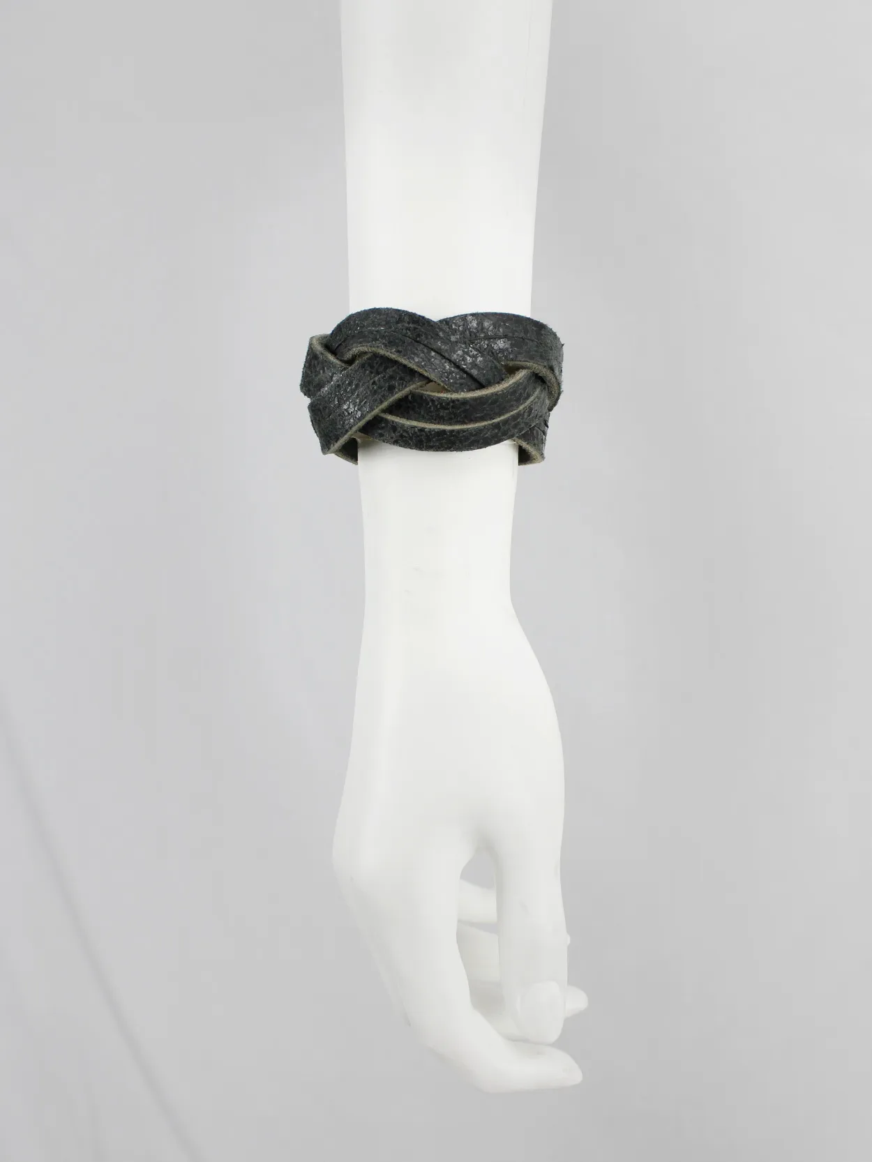 Maison Martin Margiela black braided leather bracelet — spring 2007