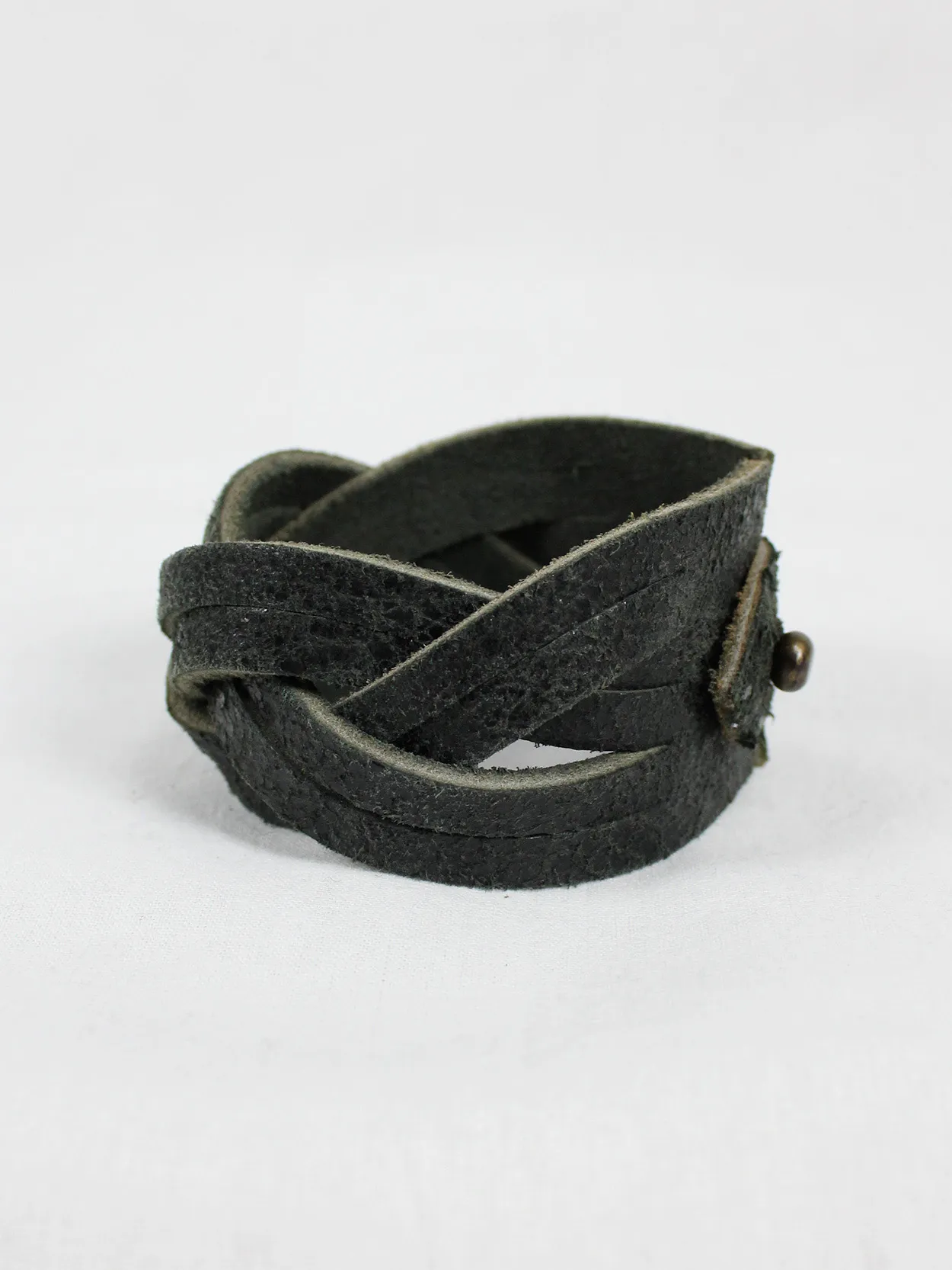 Maison Martin Margiela black braided leather bracelet — spring 2007