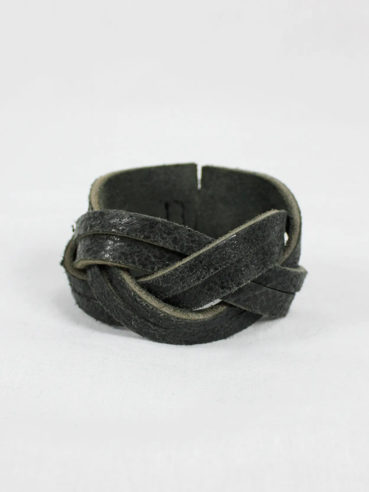 Maison Martin Margiela black braided leather bracelet — spring 2007