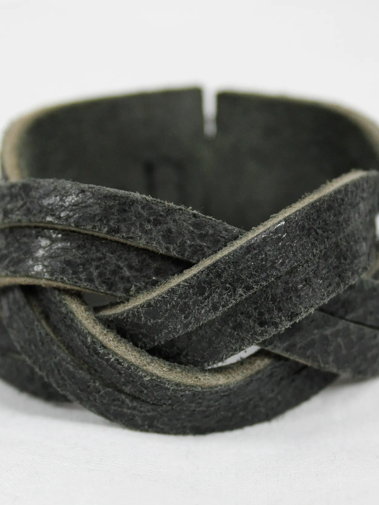 Maison Martin Margiela black braided leather bracelet — spring 2007