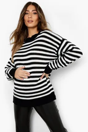 Maternity Stripe Crew Neck Sweater