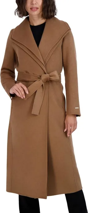 Maxi Double Face Wool Blend Wrap Coat - Camel