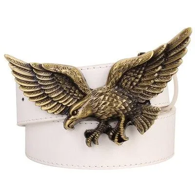 Men and Women Golden Flying Eagle Hawk Punk Rock Metal Buckle Belt