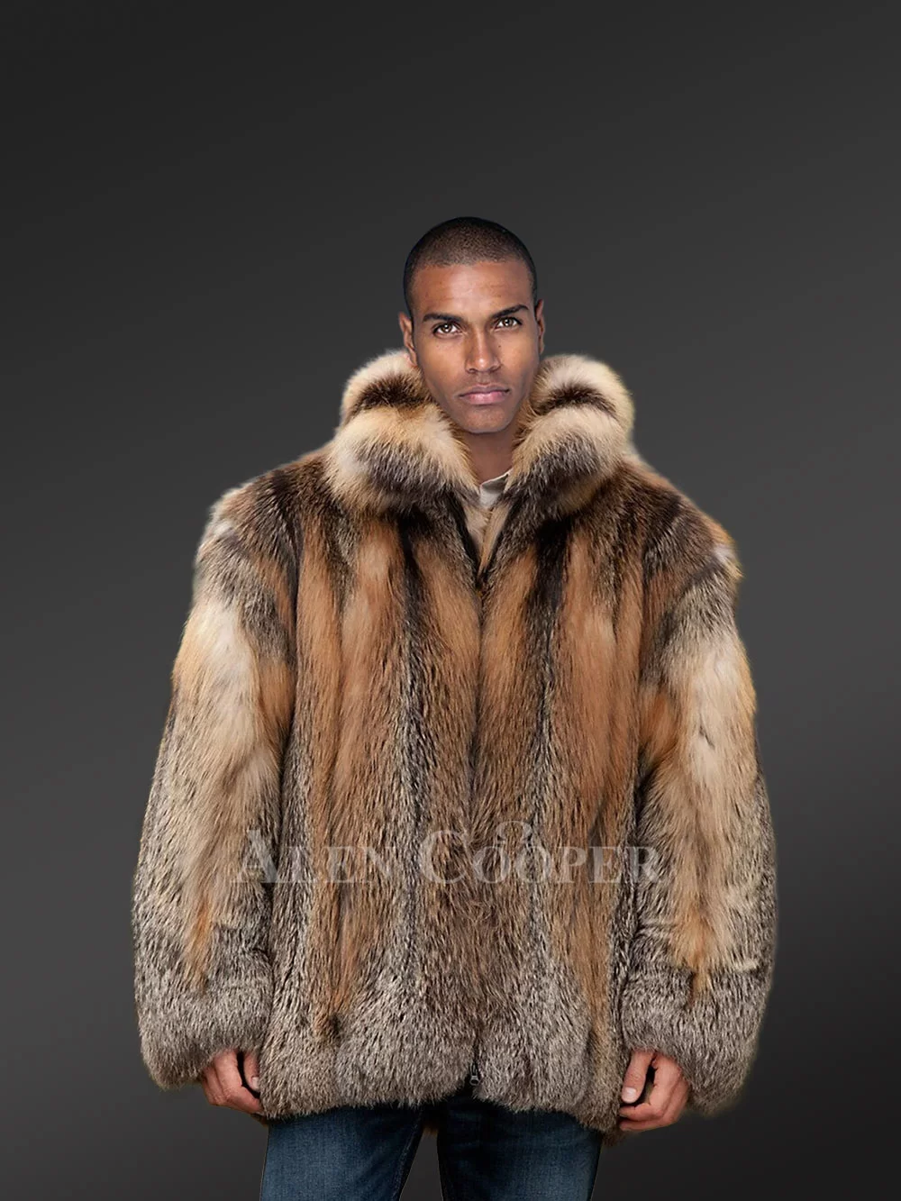 Men Fox Fur Bomber Jacket