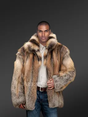 Men Fox Fur Bomber Jacket