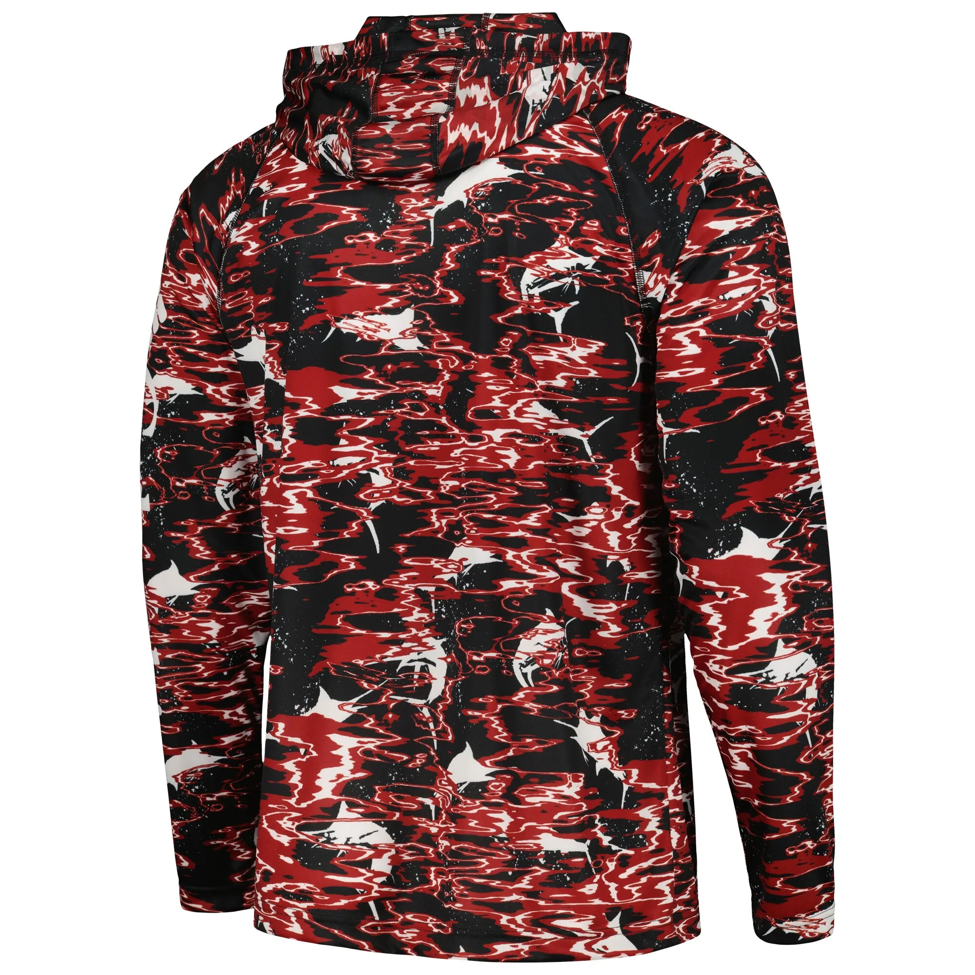 Men's Columbia Black Arkansas Razorbacks PFG Terminal Tackle Omni-Shade Rippled Long Sleeve Hooded T-Shirt