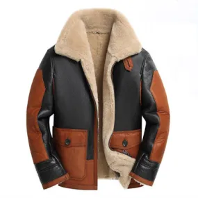 Mens Genuine Sheepskin Winter Leather Jacket