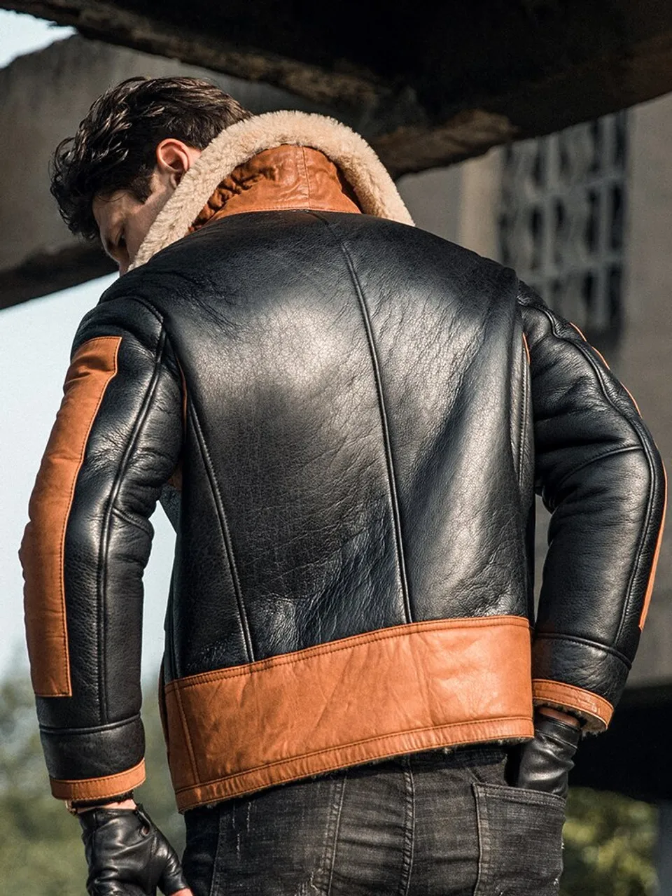 Mens Genuine Sheepskin Winter Leather Jacket