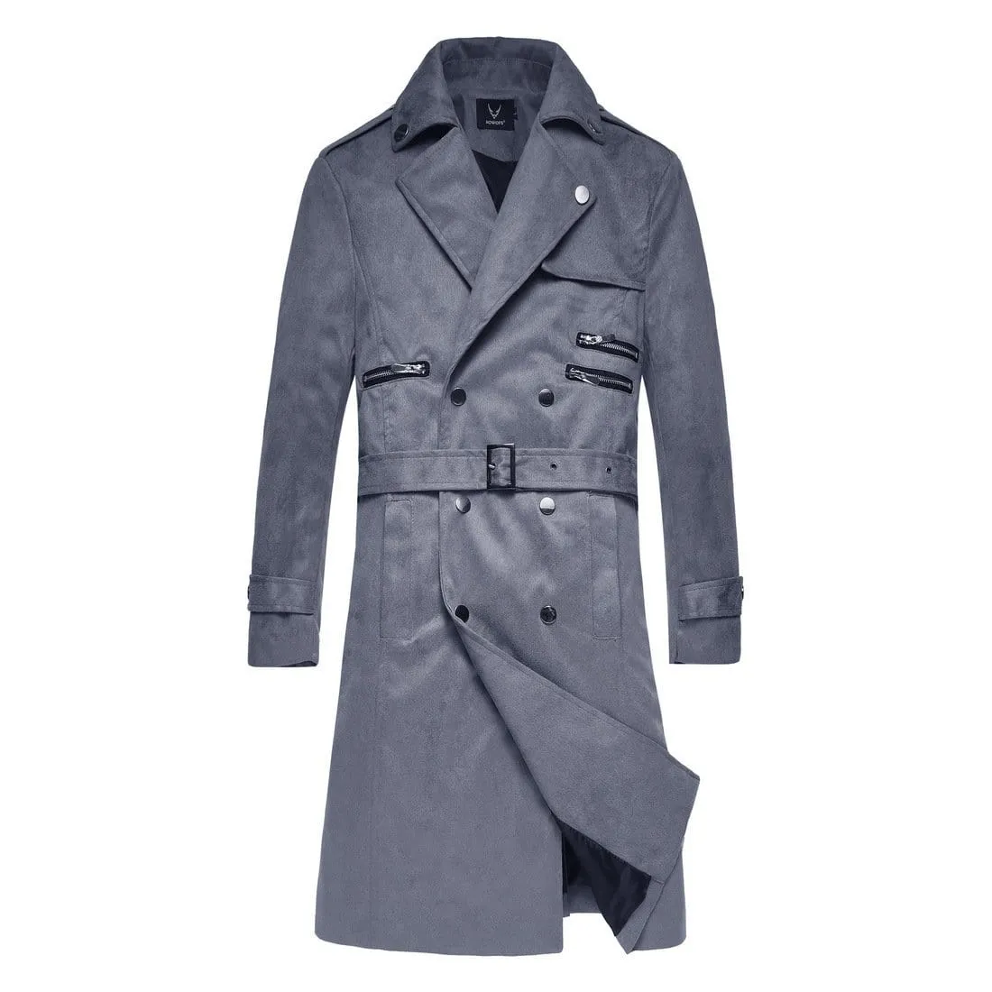 Men's Gothic Pure Color Large Lapel Long Coats With Belts